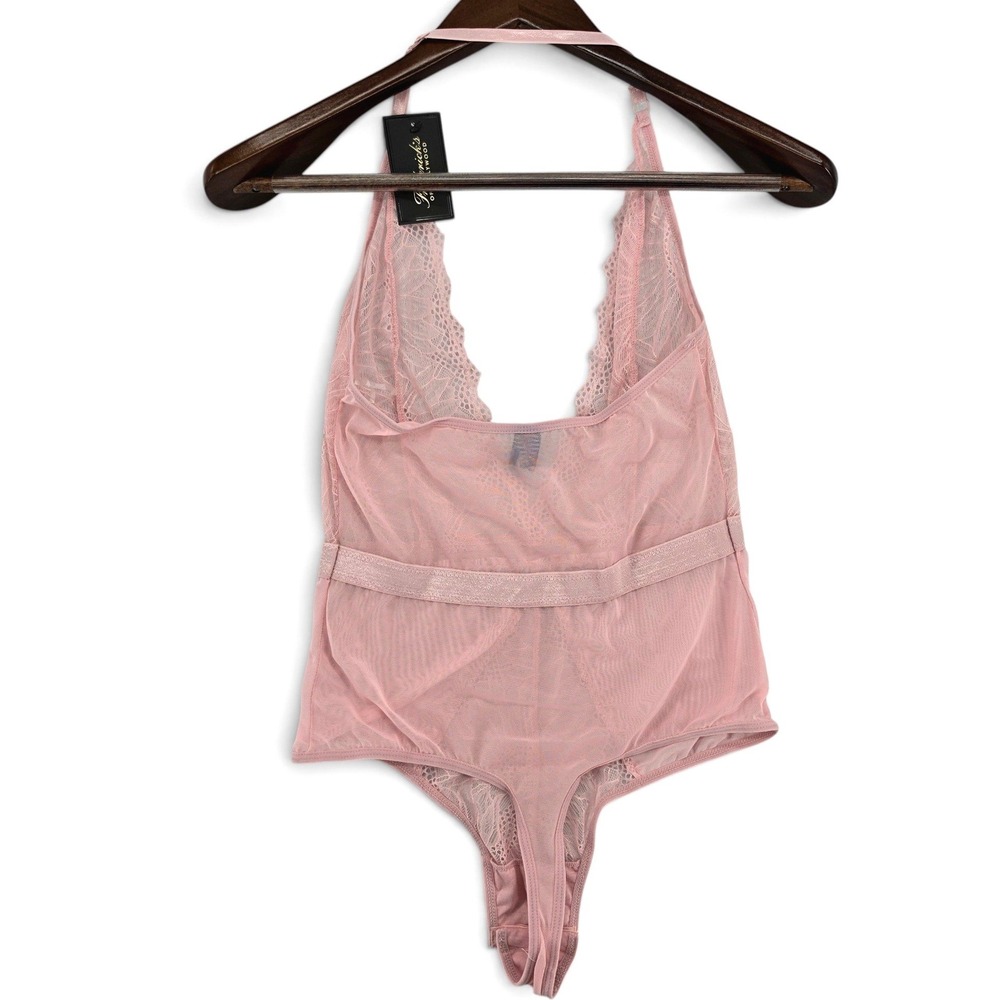 Frederick's Hollywood Saffron Teddy Bodysuit Pink Lace Halter NWT Large Sexy - Picture 4 of 8